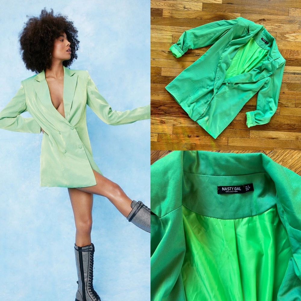 Nasty Gal shimmer double breasted oversized 80s blazer size 0